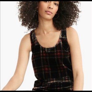 J. Crew Stewart Tartan Black Plaid Velvet Tank Top